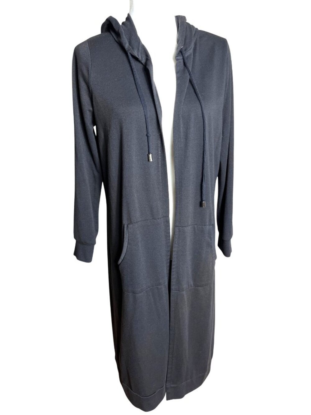 Cyrus Long Open Cardigan Duster Black Athleisure French Terry Fall Capsule Wom M